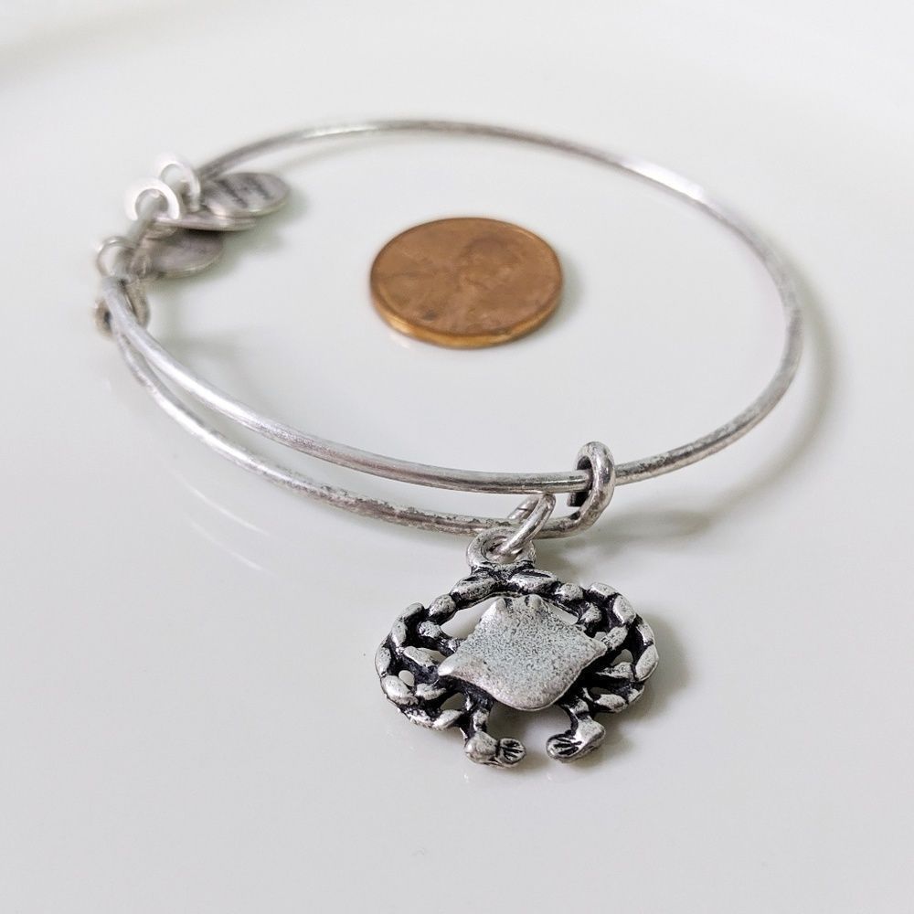 Alex and Ani Silver Crab Charm Bracelet